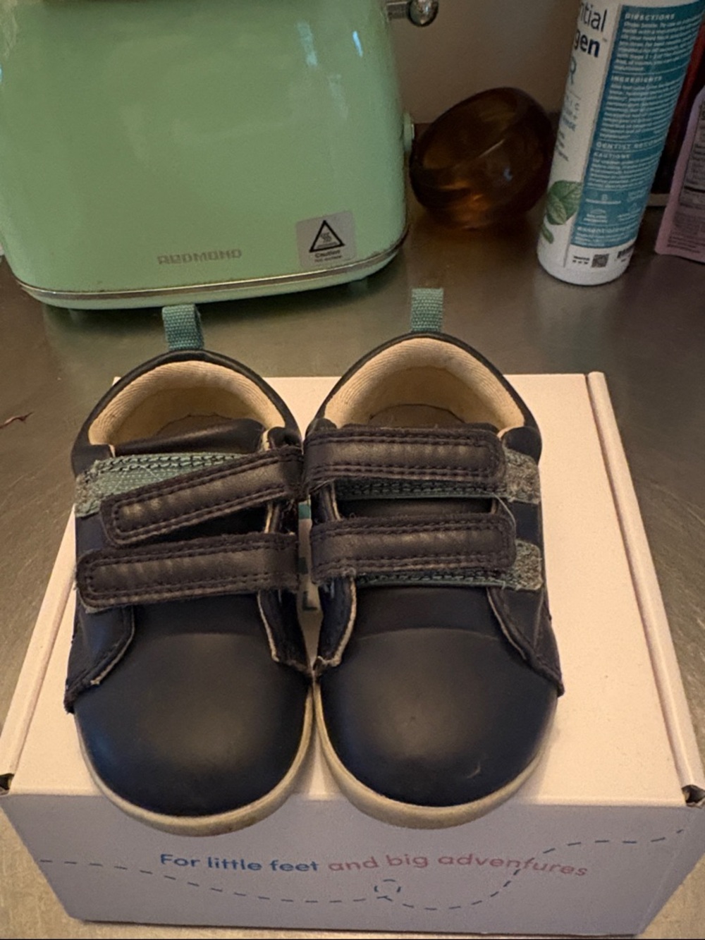 Ten Litte Navy Blue Velcro sneakers 7